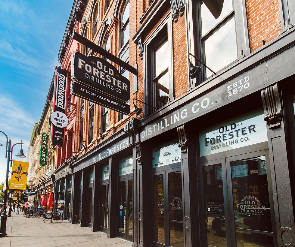 The brick storefronts of Whiskey Row on West Main Street in downtown Louisville, Kentucky