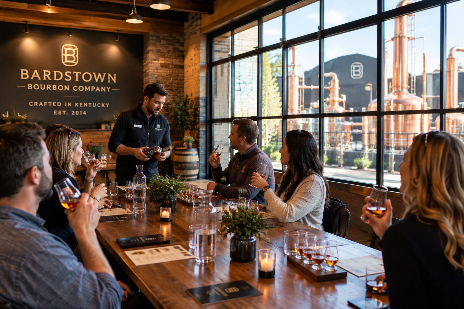 Celebration group on a Kentucky bourbon trail tour with private transportation